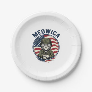 Meowica Patriotische Katze Vintage Gravur Shirt De Pappteller
