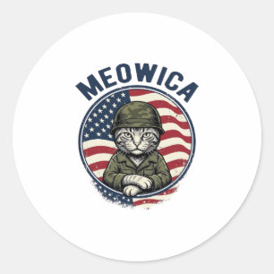 Meowica Patriotische Katze Vintage Gravur Shirt De Runder Aufkleber