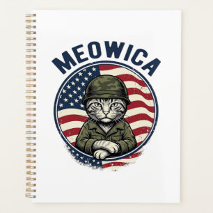 Meowica Patriotisches Katze Vintage Gravur Shirt D Planer