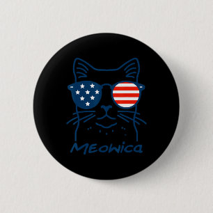 Meowica Usa merica Cat 4. Juli Funny Patriotic Button