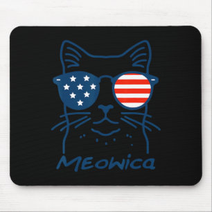 Meowica Usa merica Cat 4. Juli Funny Patriotic Mousepad