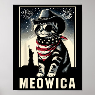 Meowica Usa merica Cat 4. Juli Funny Patriotic Poster