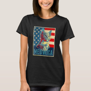 Meowica Vintager Stil 4. Juli Kitty Cat T-Shirt