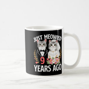 Meowied Katze 9. Hochzeitstag 9 Jahre Paar Kaffeetasse