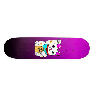MEOWIES LUCKY CAT MANEKI NEKO FUSCHIA / SCHWARZ SKATEBOARD