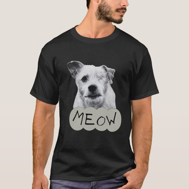 Meowing black and white one eyed dog T-Shirt (Vorderseite)