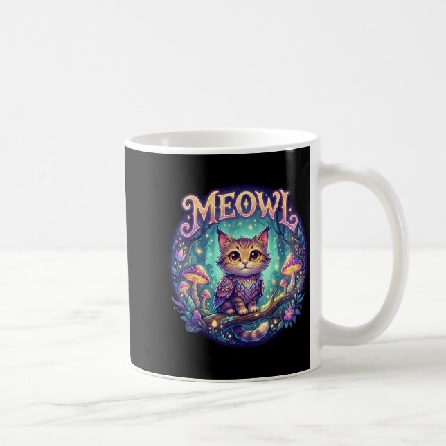 Meowl Cat Owl Meme Brainrot Kids Cursed Silly Gen  Kaffeetasse (Rechts)