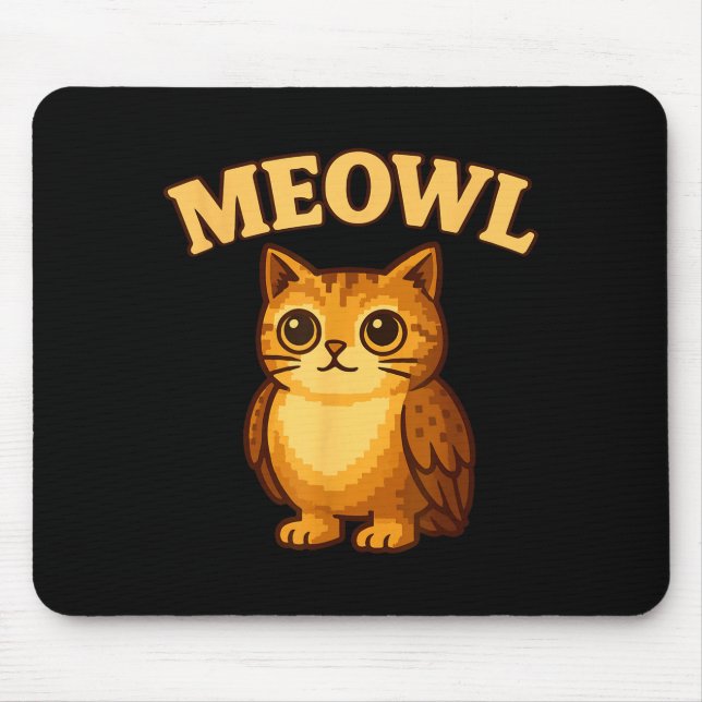 Meowl - Funny Meow Cat Owl Brainrot Meme Teen Kids Mousepad (Vorne)