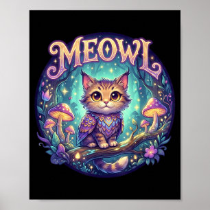 Meowl Katze Eule Meme Brainrot Kinder Verflucht Al Poster