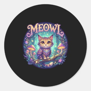 Meowl Katze Eule Meme Brainrot Kinder Verflucht Al Runder Aufkleber