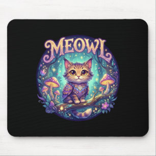 Meowl Katze Eulen-Meme Brainrot Kinder Verflucht A Mousepad