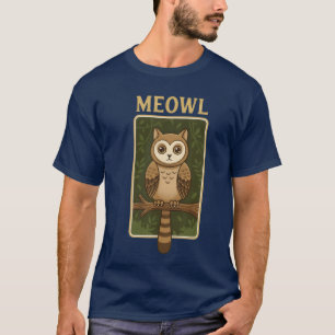 Meowl Lustiges Meow Katze Eule Brainrot Memeeen Ga T-Shirt