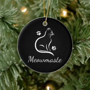 Meowmaste Cat Yoga Keramik Ornament - Runder BLK