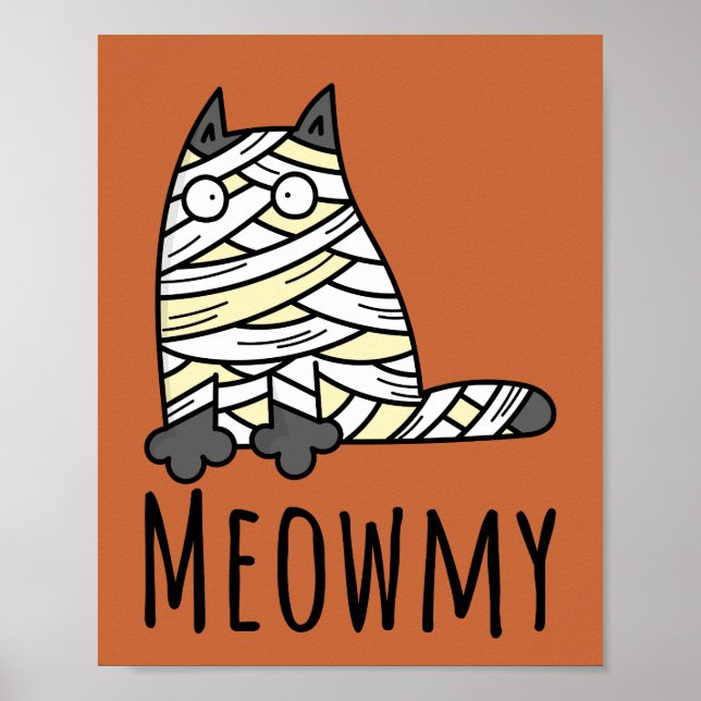 Meowmy Mummy Cat - Funny Pet Halloween Poster (Vorne)