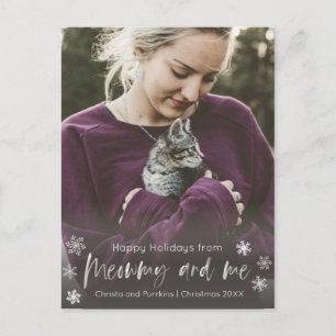Meowmy und Me Cat Mama Foto Overlay Holiday Postkarte