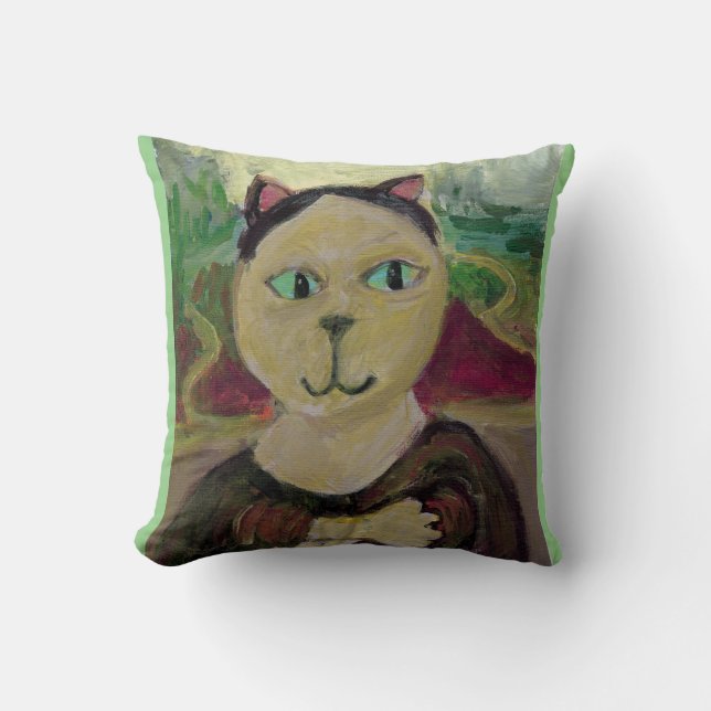 Meowna Mona Lisa Fun Classic Cat Painting Kissen (Vorderseite)