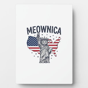 Meownica Patriotische Katze Vintage Vektor Design_ Fotoplatte