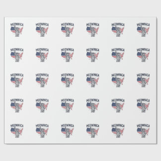 Meownica Patriotische Katze Vintage Vektor Design_ Geschenkpapier