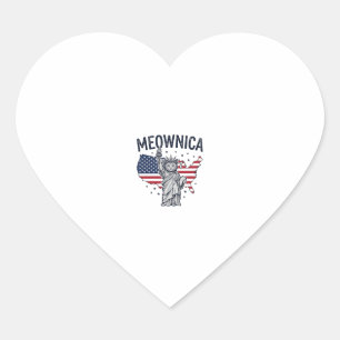 Meownica Patriotische Katze Vintage Vektor Design_ Herz-Aufkleber