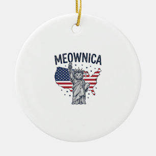 Meownica Patriotische Katze Vintage Vektor Design_ Keramik Ornament