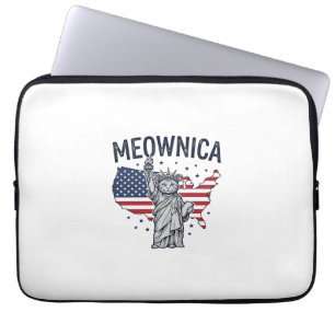 Meownica Patriotische Katze Vintage Vektor Design_ Laptopschutzhülle