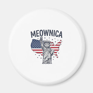 Meownica Patriotische Katze Vintage Vektor Design_ Magnet