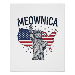 Meownica Patriotische Katze Vintage Vektor Design_ Poster