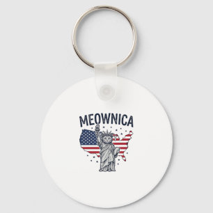 Meownica Patriotische Katze Vintage Vektor Design_ Schlüsselanhänger