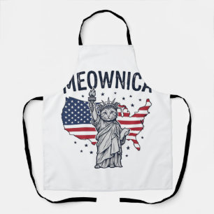 Meownica Patriotische Katze Vintage Vektor Design_ Schürze
