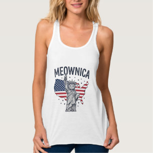 Meownica Patriotische Katze Vintage Vektor Design_ Tank Top