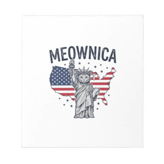 Meownica patriotische Katze Vintage-Vektordesign_1 Notizblock