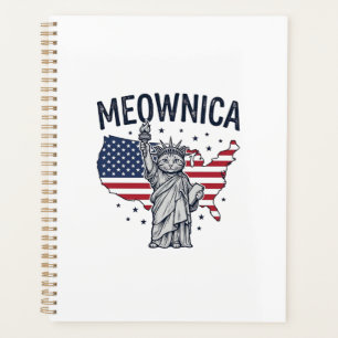 Meownica patriotische Katze Vintage-Vektordesign_1 Planer