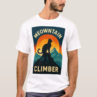 Meowning Climber Cat T - Shirt - Retro Adventure