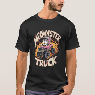 Meownster-LKWs Katzenwortspiel-Design T-Shirt