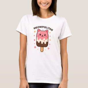 Meowpolitan-Eis am Stiel – Süße Kawaii-Katze Eiscr T-Shirt