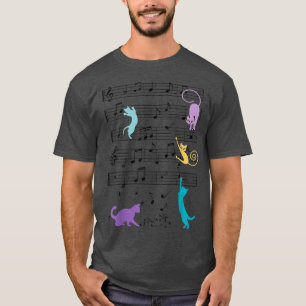 Meowsci farbenfrohe Katzen Musik Clef Piano Mo T-Shirt