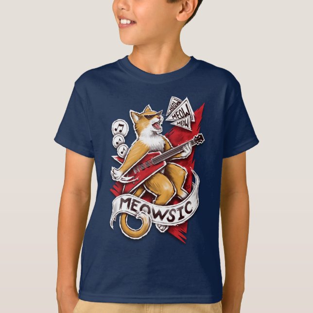 Meowsic - Katze T-Shirt (Vorderseite)