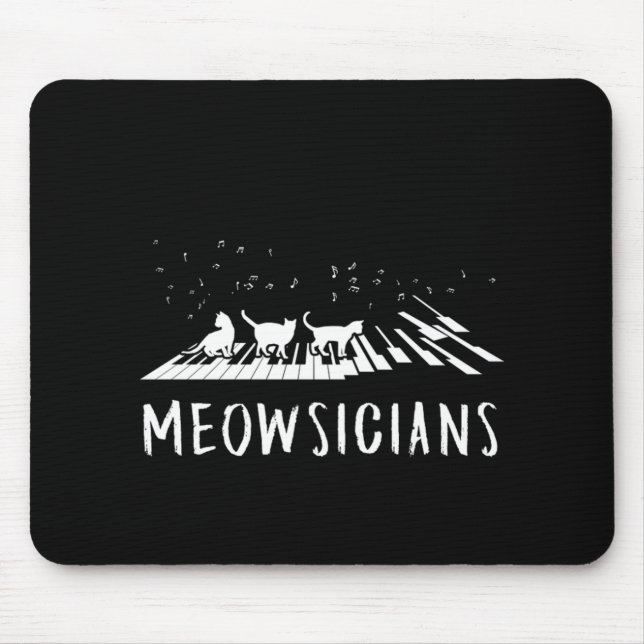 Meowsicians Music Cat Kitten Piano Pianist Geschen Mousepad (Vorne)