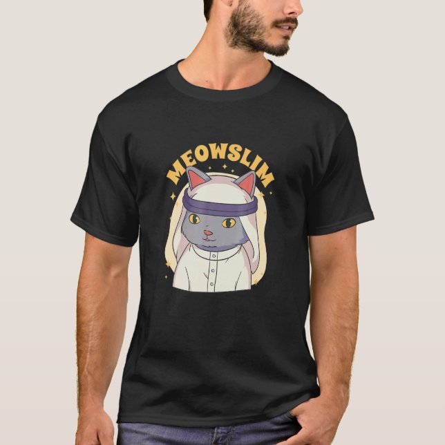 Meowslim Cute Cat Meowing Muslim Religion T-Shirt (Vorderseite)