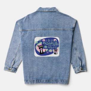 Meowsville Cartoon Beatnik Charakter 50er Kitty Jeansjacke