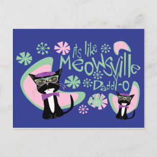 Meowsville Daddy-O Beatnik-Katze 2 Postkarte