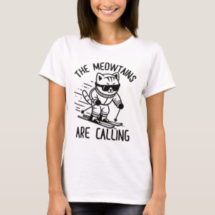 Meowtains rufen lustige Skifahren Katze Schnee Ski T-Shirt