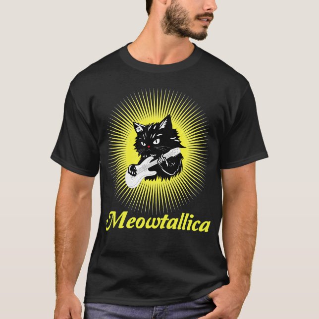 Meowtallica Grafik: Rockstar-Vibes T-Shirt (Vorderseite)