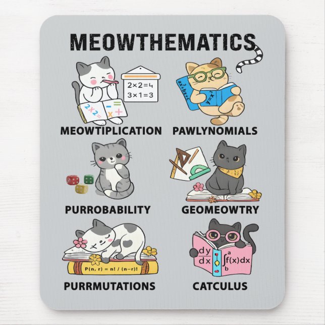 Meowthematics Funny Math Cat Puns For Math Lovers Mousepad (Vorne)