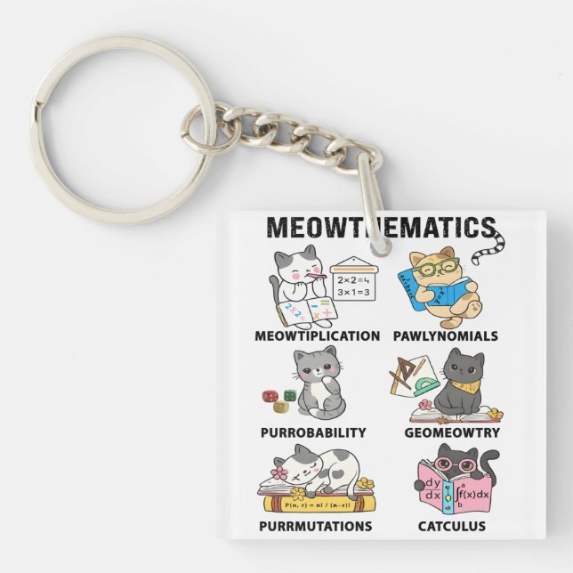 Meowthematics Funny Math Cat Puns For Math Lovers Schlüsselanhänger (Vorderseite)