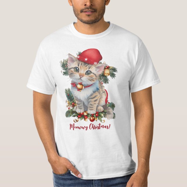 Meowwwwwwwy Weihnachten T-Shirt (Vorderseite)