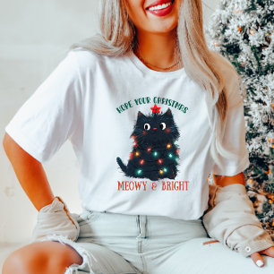 Meowy and Bright Christmas Cat T - Shirt