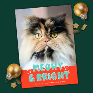 Meowy & Bright Christmas Niedlich Cat Holiday Foto Feiertagskarte