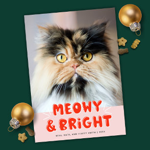 Meowy & Bright Christmas Niedlich Cat Holiday Foto Feiertagskarte