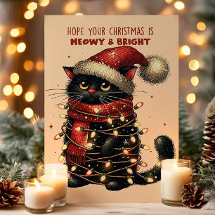 Meowy & Bright Katze verhedderte Lichter lustiges Feiertagskarte